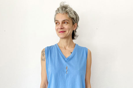 Light Blue Figure V Neck Top
