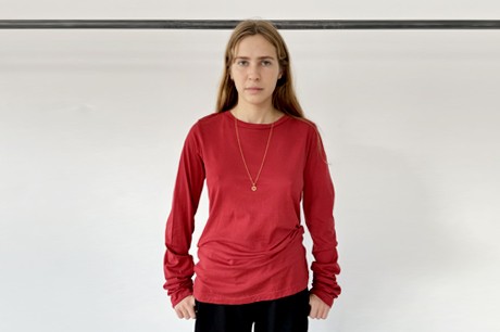 Basic Long Sleeves T Shirt in Rust Red