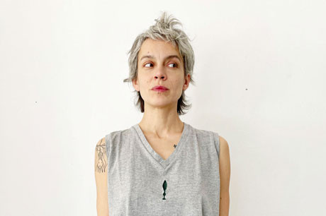Melange Grey Figure V Neck Top