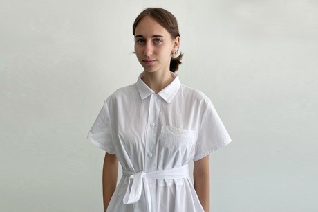 White Figure Buttoned Dress 