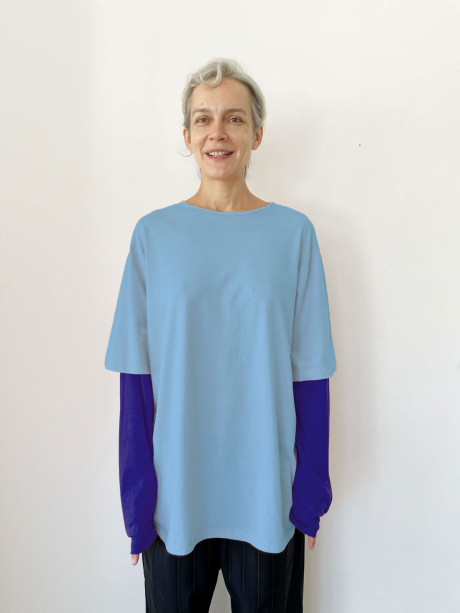 Double Sleeves Blue T shirt