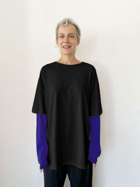 Double Sleeves Black T shirt