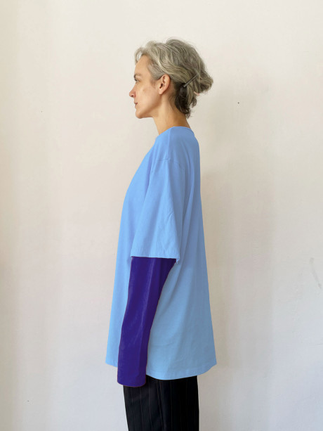 Double Sleeves Blue T shirt
