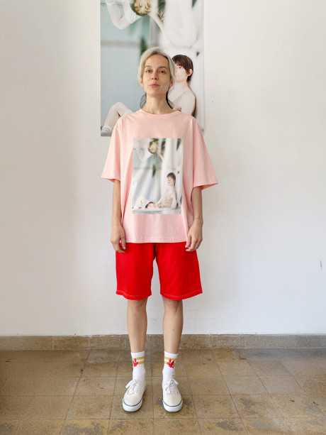 טי שרט מודפסת ורודה #002