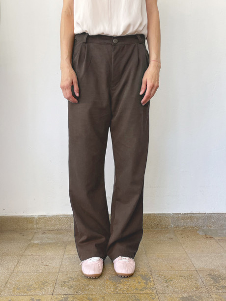 Pleated Brown Pants