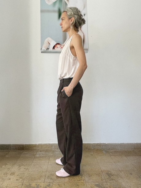 Pleated Brown Pants