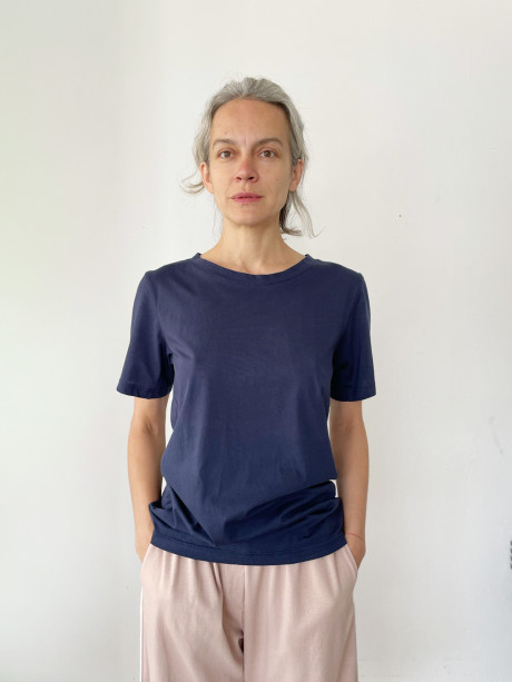 Navy Blue Basic Short Sleeves T Shirt