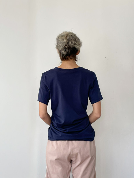 Navy Blue Basic Short Sleeves T Shirt