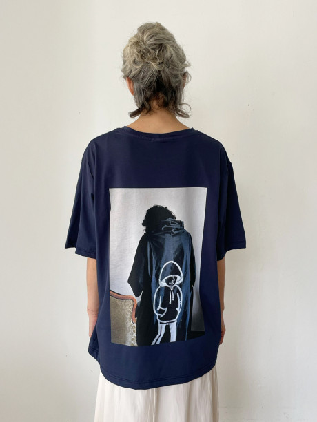 Navy Blue Printed T shirt #2014 