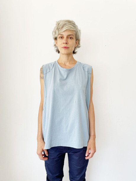 Light Blue Collage Top