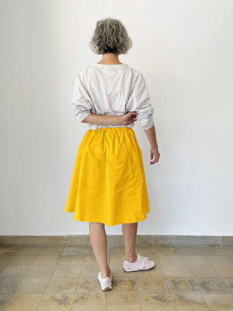 A Line Light Yellow Printed Skirt - SAMPLE