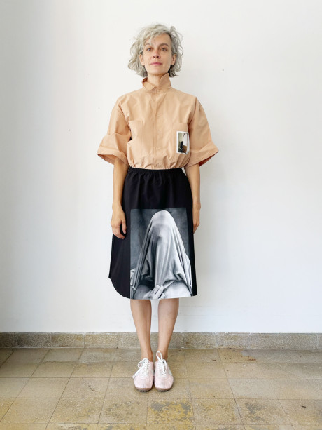  A Line Black Printed Skirt