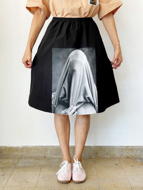  A Line Black Printed Skirt