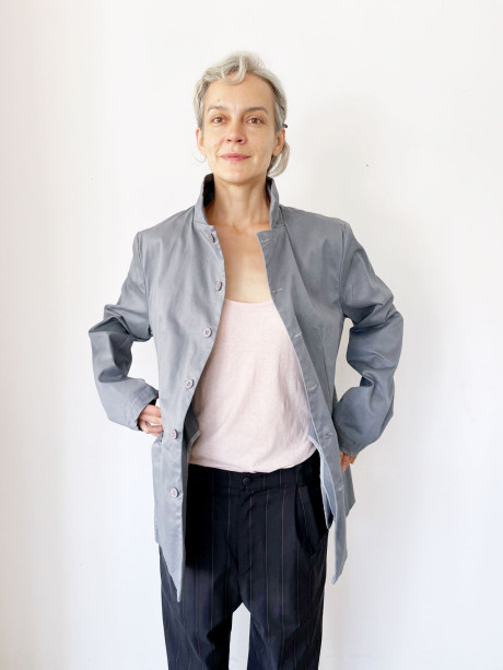 Greyish Blue Grandpa Jacket