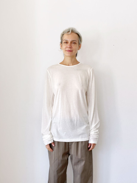 White Basic Long Sleeves T Shirt