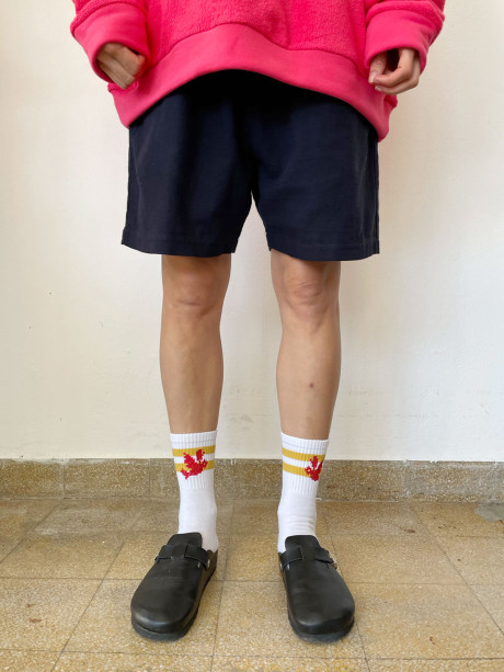 Bird Socks with Yellow Stripes