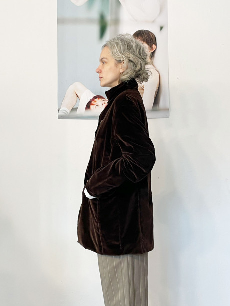 Brown Grandpa Velvet Jacket