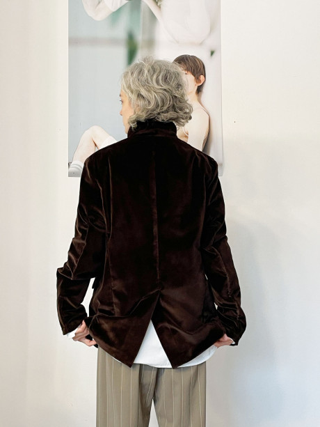 Brown Grandpa Velvet Jacket