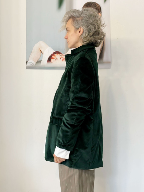 Green Grandpa Velvet Jacket