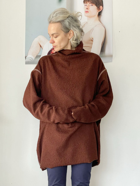 Chocolade Brown Turtle Neck Double Sided Sweater  