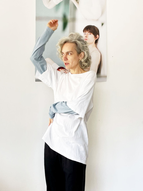 Double Sleeves White & Blue T shirt