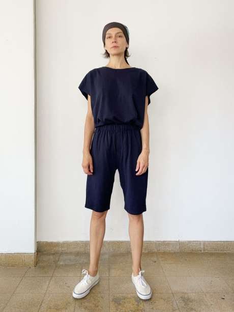 Dark Blue Towel Bermuda 