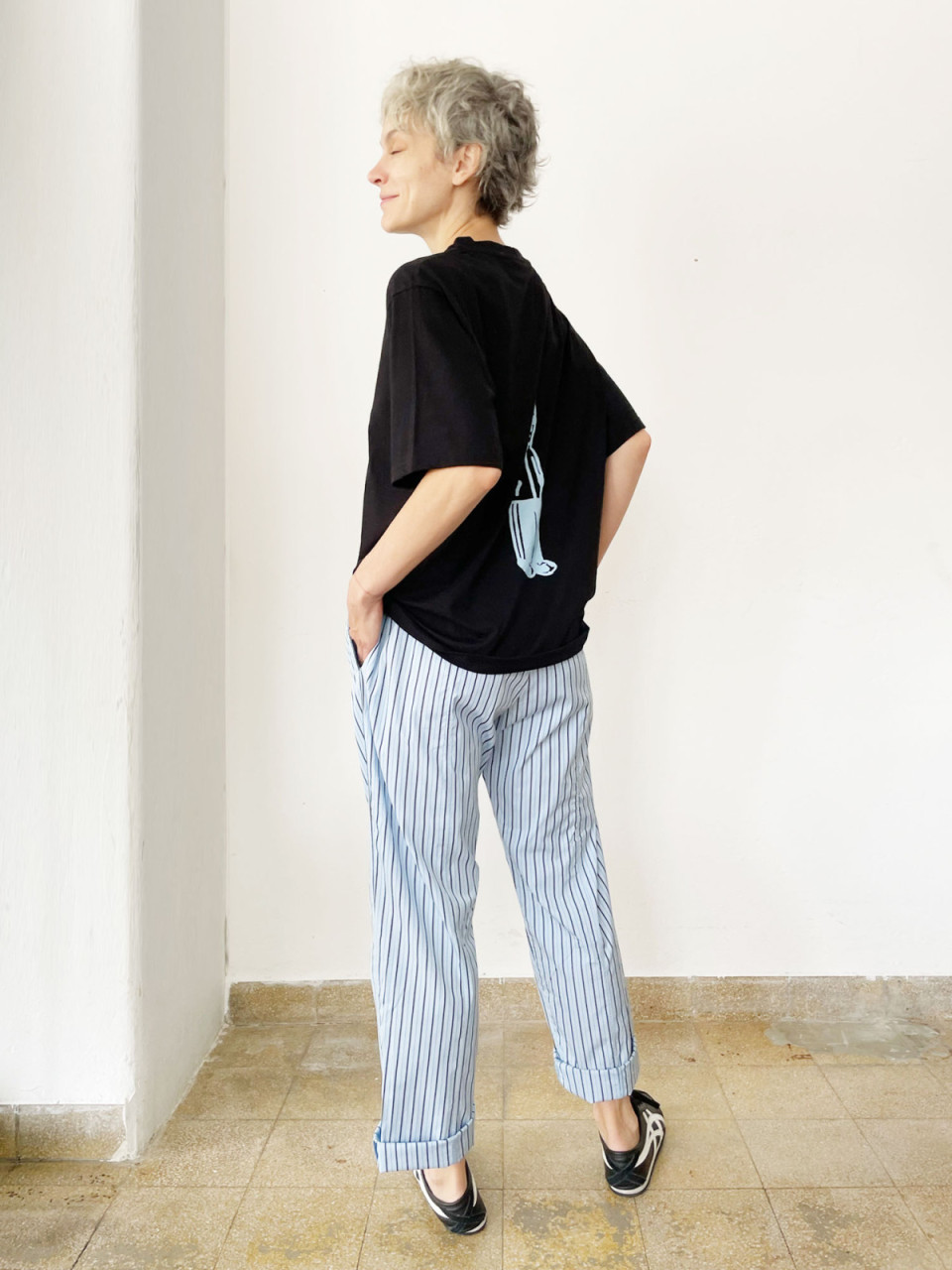 Stripes Light Blue Labour Cotton Pants