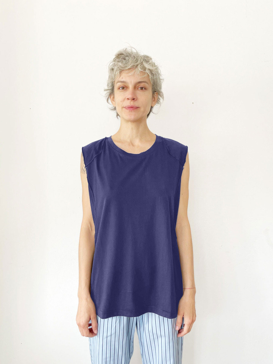 Dark Blue Collage Top