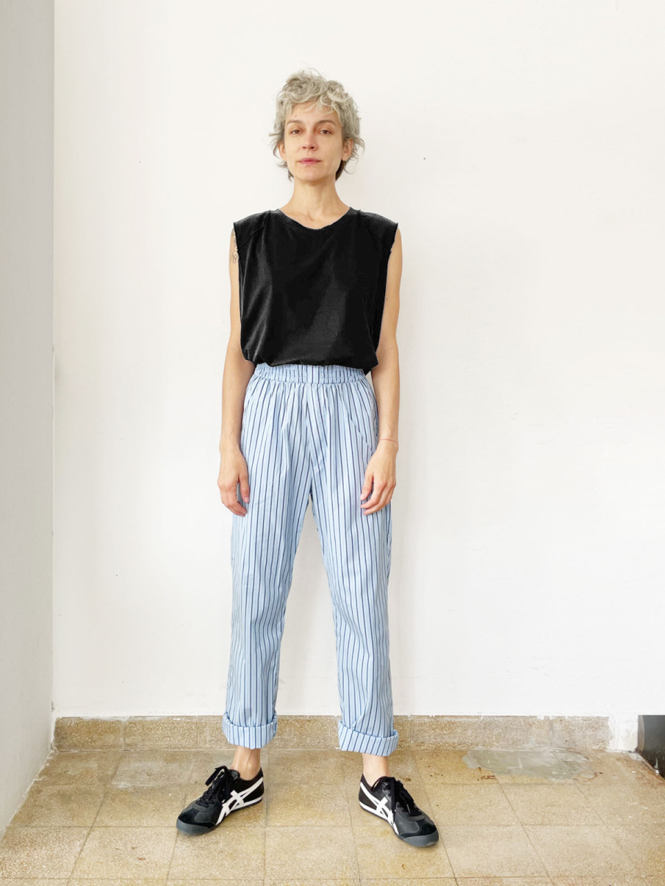 Stripes Light Blue Labour Cotton Pants