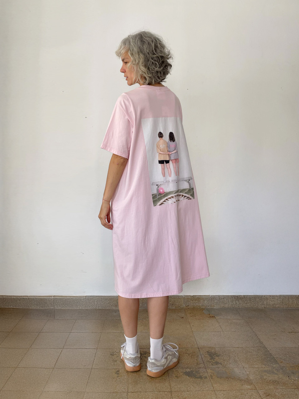 שמלת A ורודה מודפסת #2022