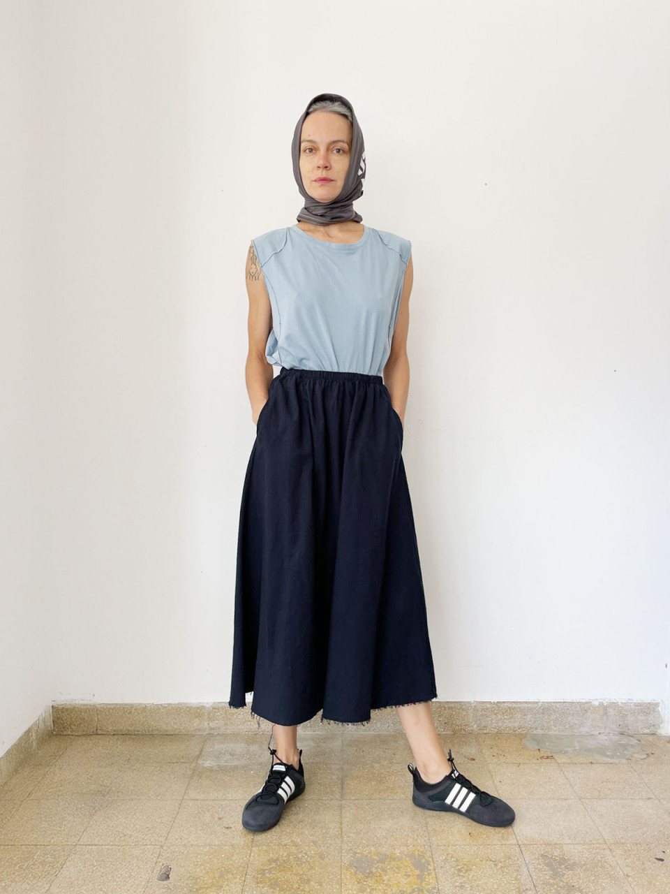  Dark Blue A Line Skirt