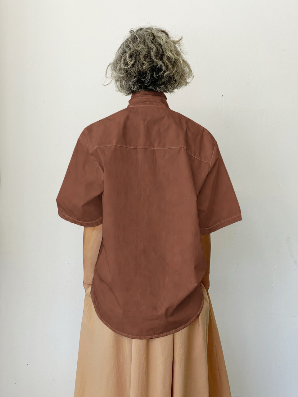 Rust Brown Buttoned Shirt with a Polaroid Print - SAMPLE