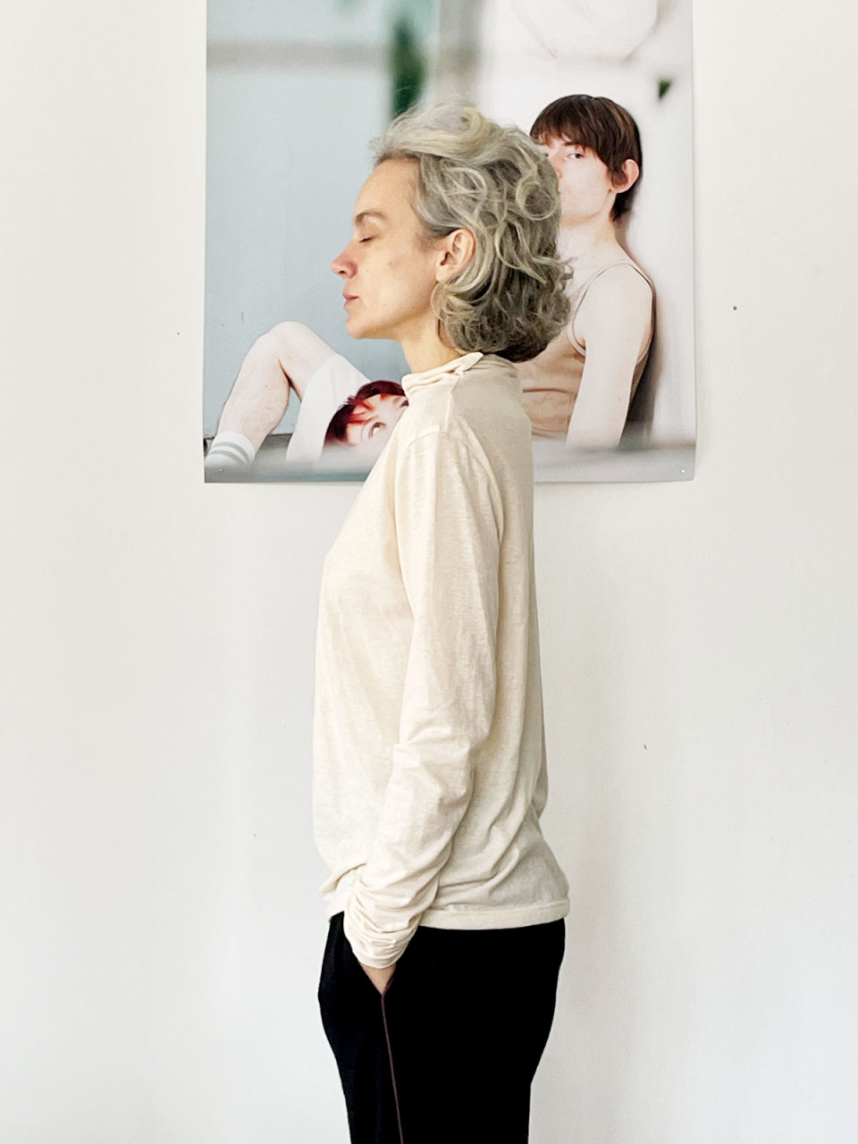 Cream Turtleneck Top