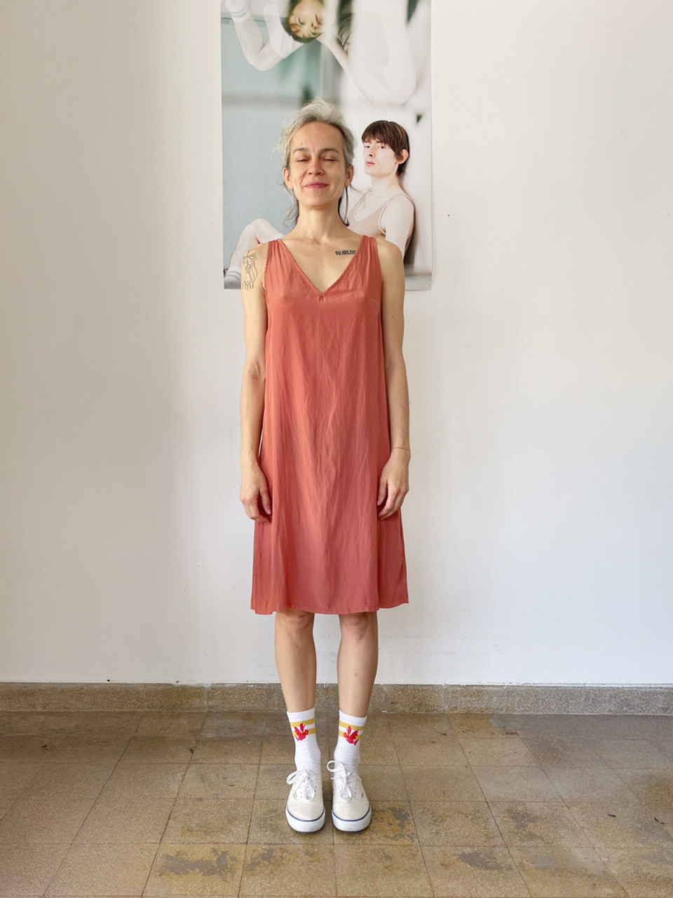 Peach slip dress