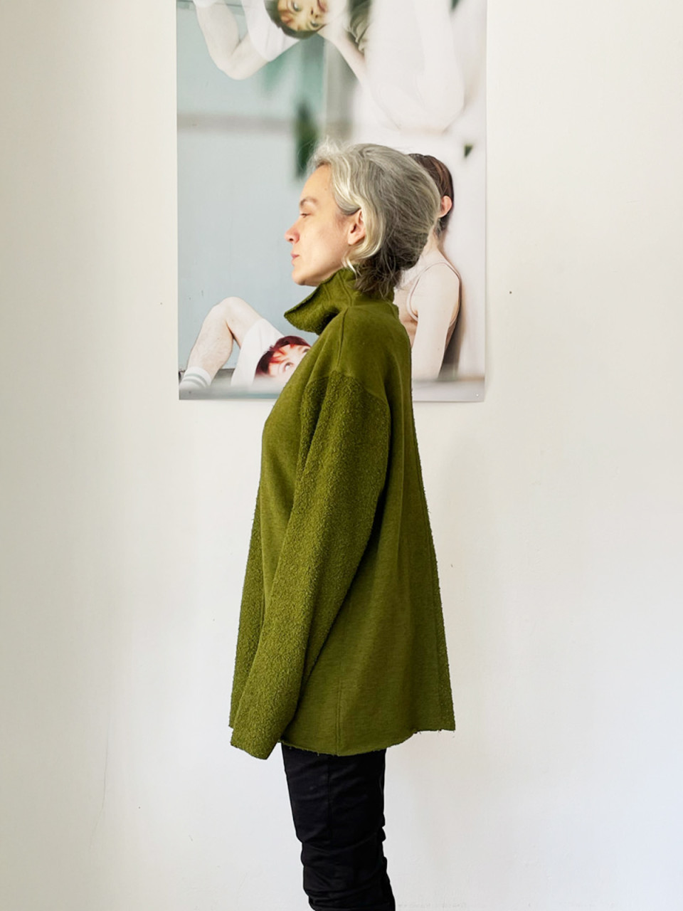 Green Turtle Neck Double Sided Sweater  