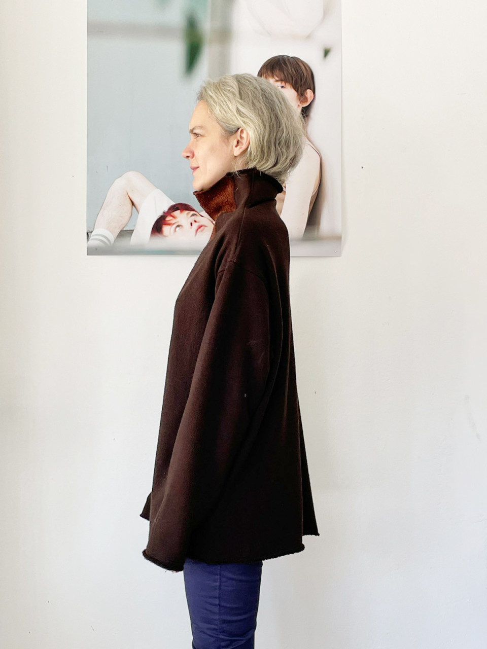 Chocolade Brown Turtle Neck Double Sided Sweater  