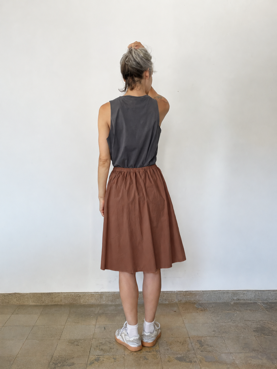 A Line Rust Brown Skirt - SAMPLE
