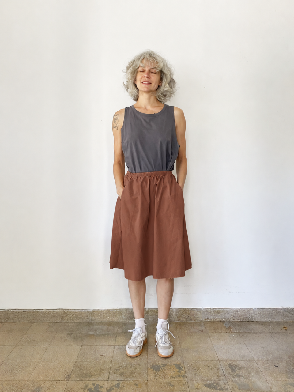 A Line Rust Brown Skirt - SAMPLE